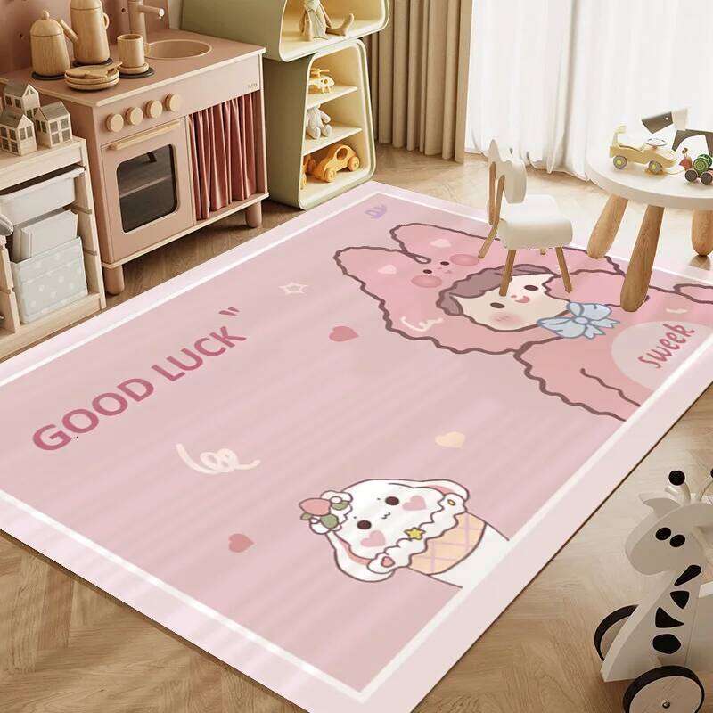 VIKAMA Cartoon Rainbow Crystal Velvet Carpet Children's Crawl Living Room Full Spread Bedroom Play Mat Home Decor H260226