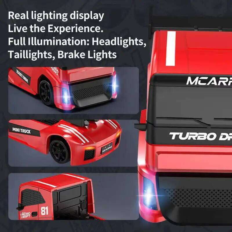 MC081 1:87 Mini Drift Truck - 4WD High-Speed 2m/s 45min Playtime 2.4GHz RC Car with LED Lights Perfect Desktop Racing Toy H260227