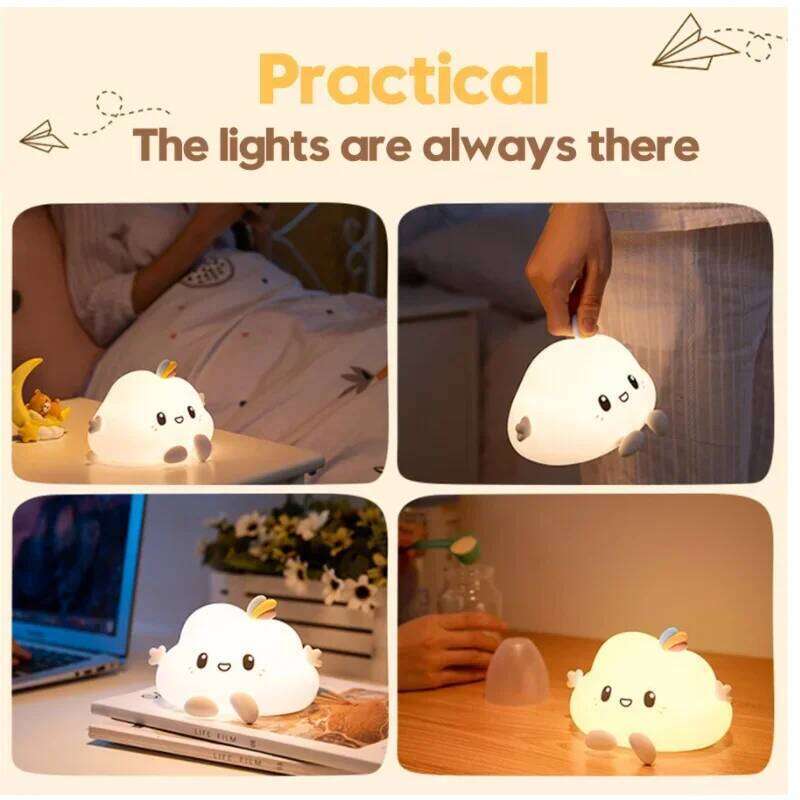 LED Night Light Cloud Kids Soft Silicone Portable Baby Girls Nursery Toddler Lamp Remote Control Nightlight for Children Babies Z260227