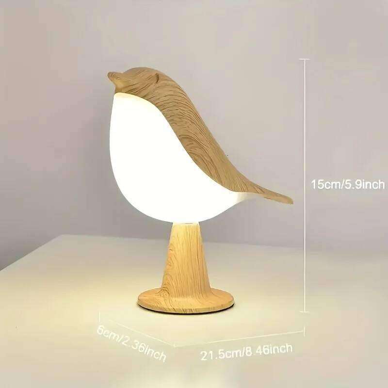 Wooden Colors Bird Night Lights LED Touch Switch Rechargeable for Bedroom Interior Lighting Desk Lamp Bedside Lamps Decoration Z260227