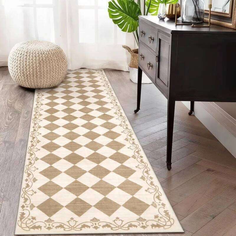 Geometry Checkerboard Runner Rug Modern Minimalist Home Decor Carpet Soft Non-Slip Floor Mat for Hallway Living Room Bedside H260226