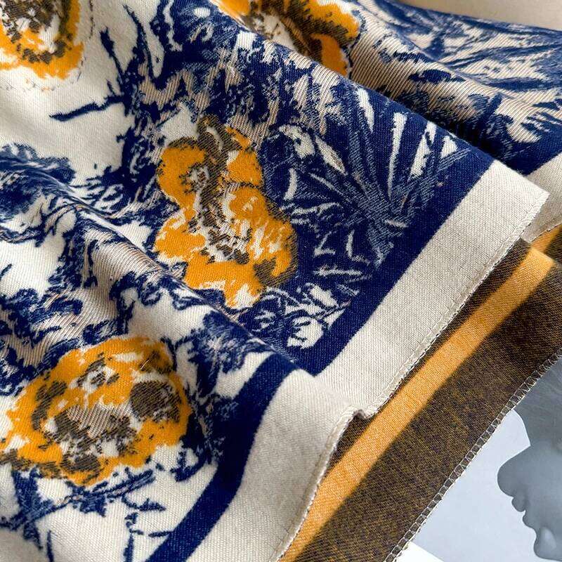 Luxury Brand Women Two-Sided Print Imitation Cashmere Soft Warm Pashmina Shawl Winter Coldproof Windproof Blanket Scarf Z260226