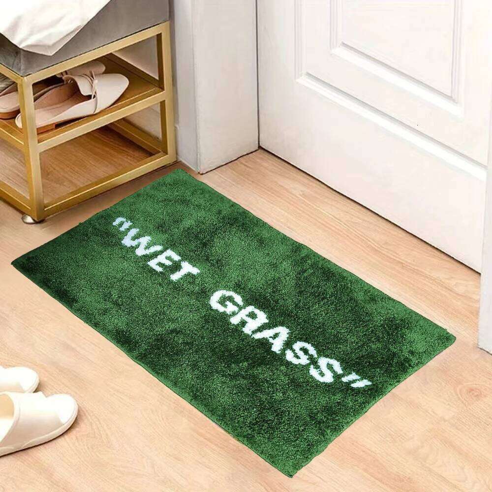 50x80cm Trendy Fashion Wet Doormat Flocking Tufted Carpet Green Grass Fluffy Plush Lounge Bedroom Bedside Rug Floor Mat H260226