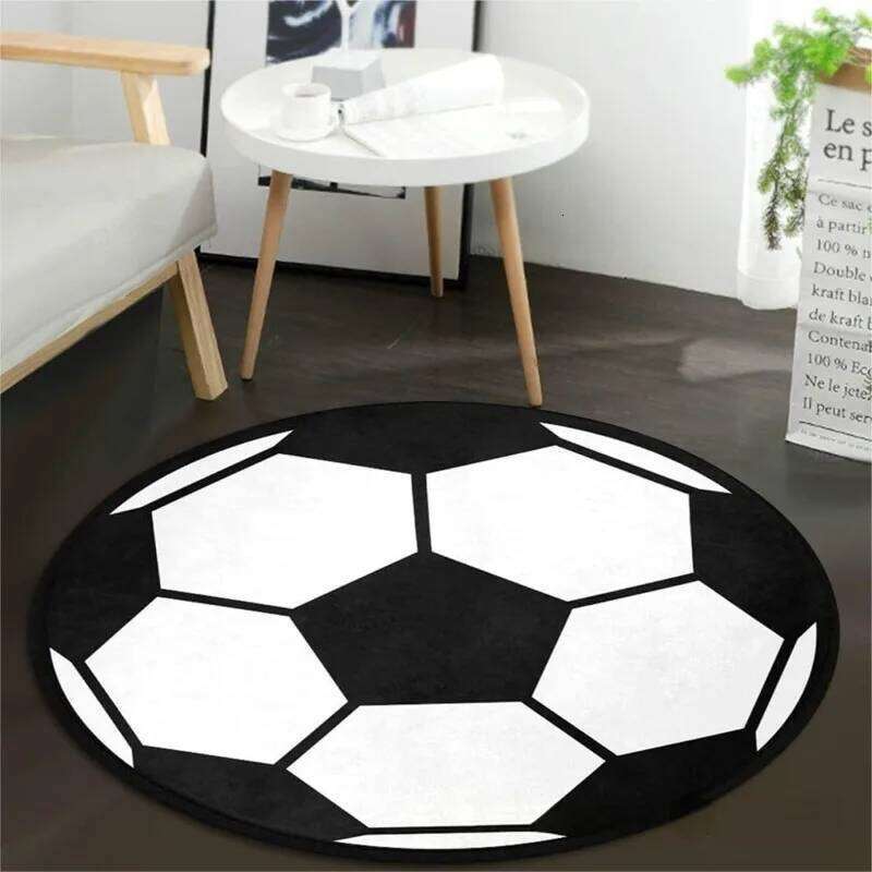 Sports Ball Realistic Basketball Baseball Soccer Round Mat Non-slip Carpet Rug for Living Game Room Home Decoration Bedroom Rugs H260226