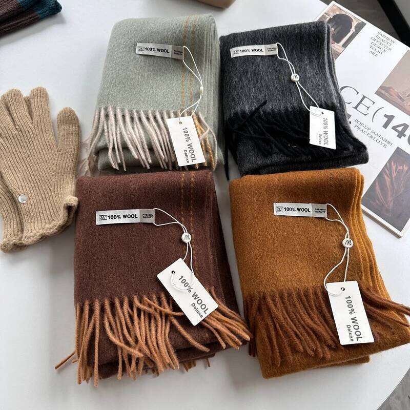 Elegant Good Quality 100% Wool Scarf Women Men Autumn Winter Neckerchief Shawl Long Korea Style Fashion Deluxe Muffler Z260226
