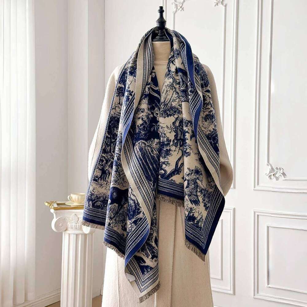 Elegant Animal Jacquard Pashmina Shawl for Women Winter Thick Warm Scarves Double Sided Design Coldproof Windproof Blanket Scarf Z260226