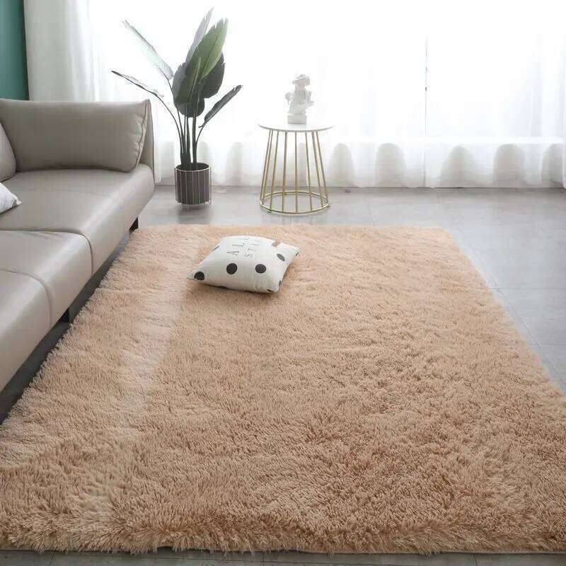 VIKAMA Nordic Style Silk Wool Tie Dyed Solid Color Long Hair Tea Table Living Room Bedroom Household Carpet Floor Bay Window Mat H260227 - view 6