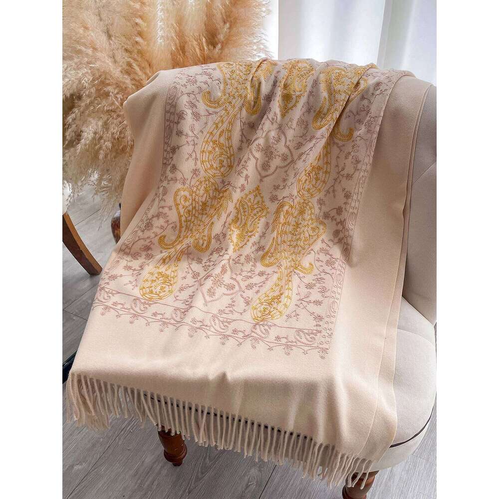 Vintage Winter Embroidery Cashmere Scarf Women Design Warm Pashmina Blanket Poncho Scarves Female Shawl Thick Foulard Bufanda Z260226