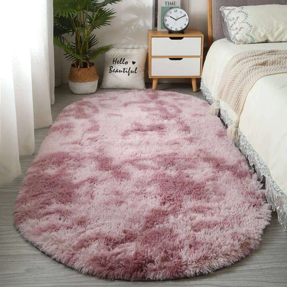 VIKAMA Soft Bedside Oval Girl Rug Bedroom Carpet For Live Room Winter Warm Floor Mat Doormat Home Decoration H260226
