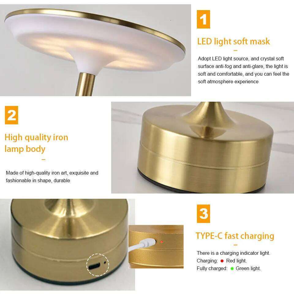 LED Table Touch Sensor USB Rechargeable Portable Bedroom Night Light Wireless Reading Lamp Restaurant Hotel Bar Z260227