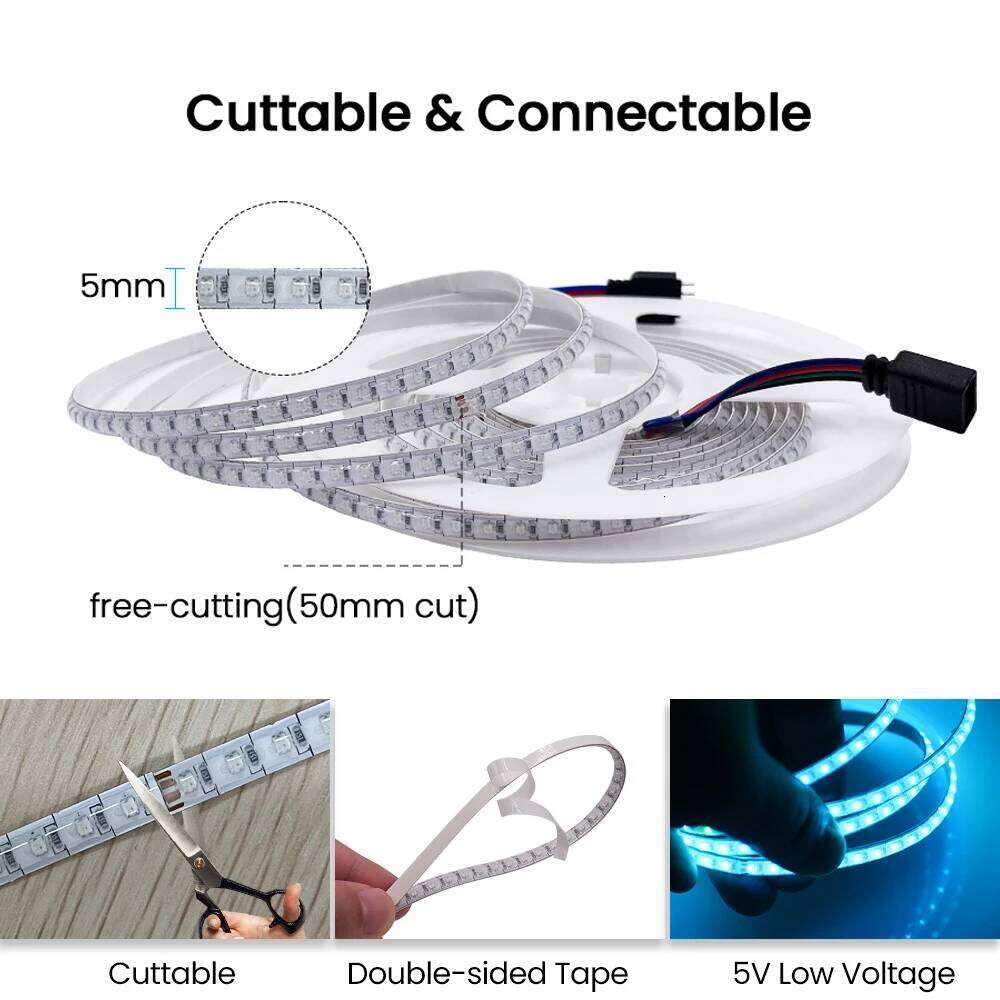 Tuya Wifi RGB LED Strip USB 5V Bluetooth APP Remote Control Flexible Ribbon Tape 180Leds/m TV Backlight for Bedroom Decoration Z260226