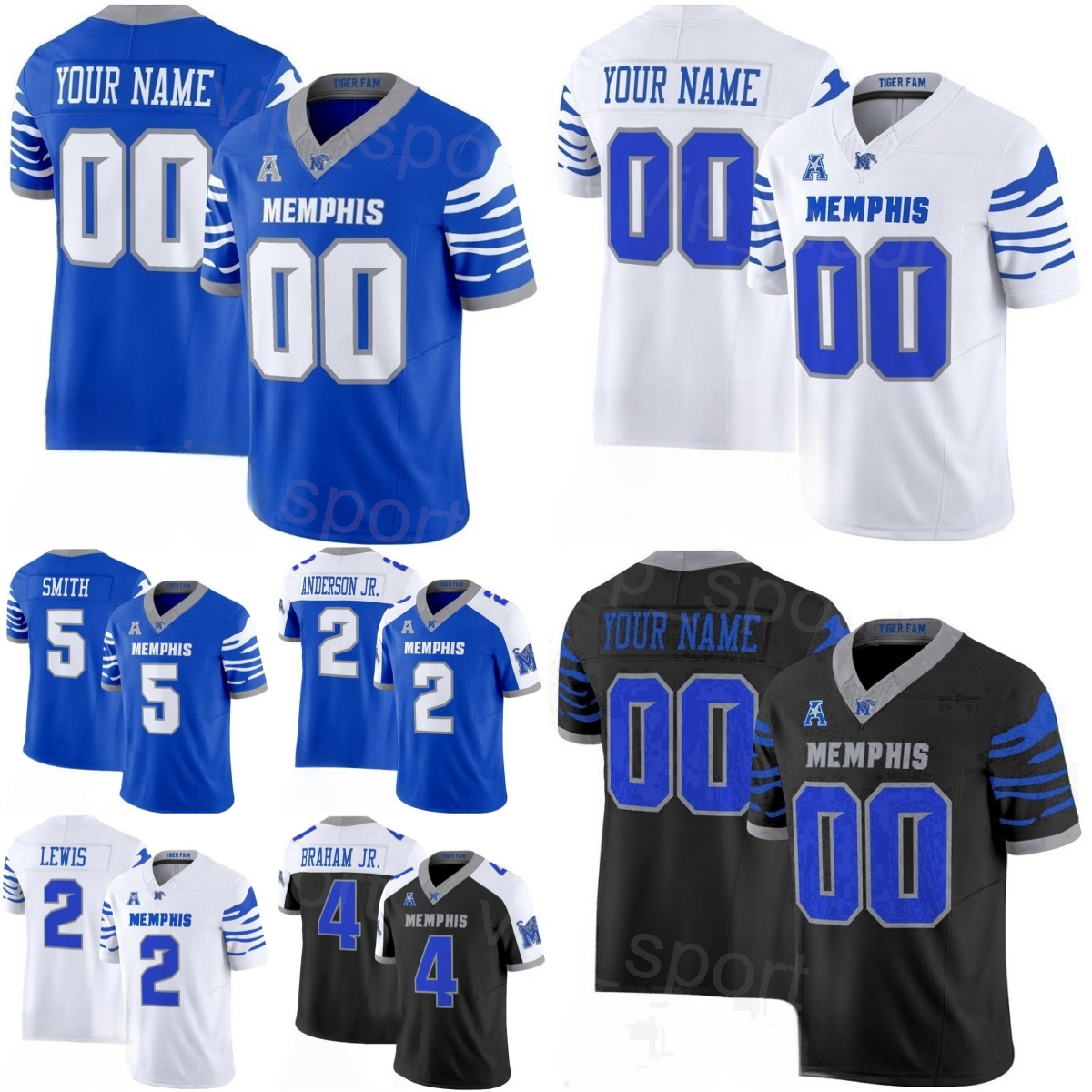 Memphis Tigers College Football Jersey - Marcello Bussey 6, Brady Kluse 12, Sam Brumfield 3, Kamari Wilson 24, Chris Bracy 5, Drue Watts 7 - Men, Women, Kids - University 2026