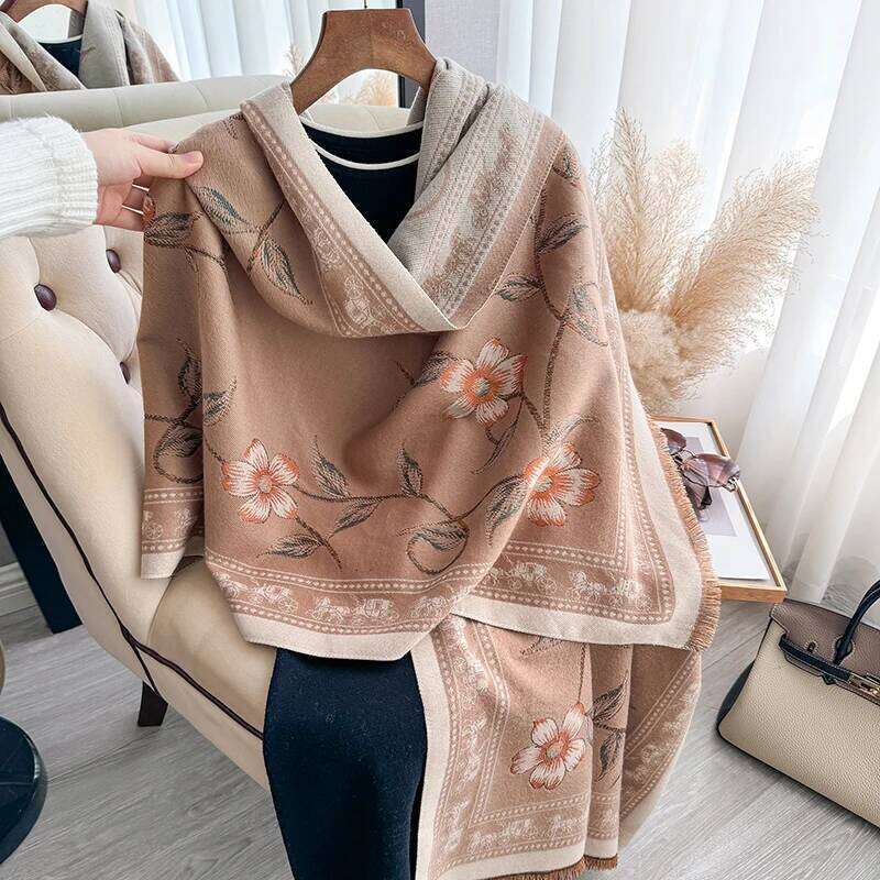 NEW Brand Women Two-Sided Print Imitation Cashmere Soft Warm Pashmina Shawl Winter Coldproof Windproof Blanket Scarf Z260226