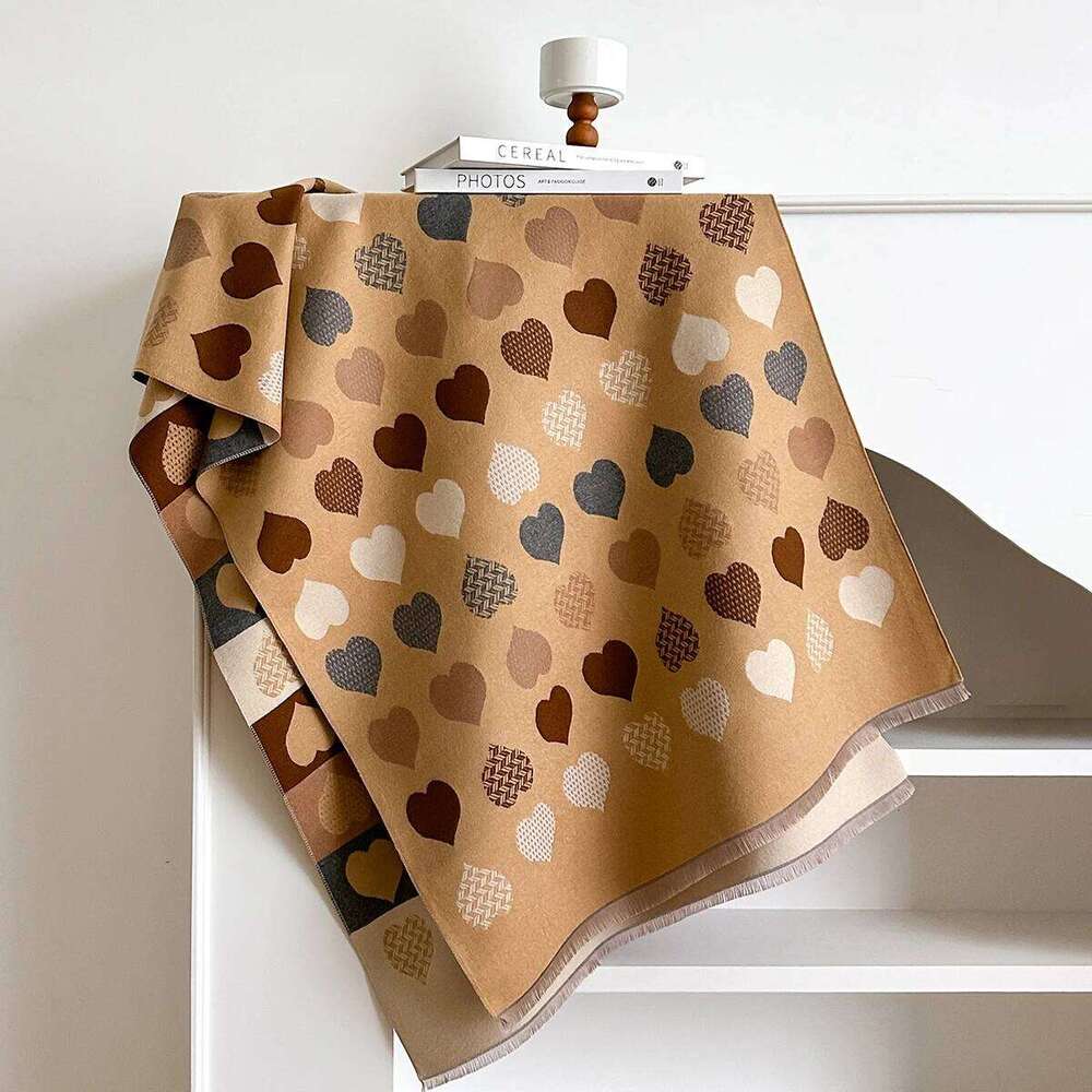 Fashion Elegant Heart Jacquard Pashmina Imitation Cashmere Scarves Winter Thick Warmth Shawl Coldproof Windproof Blanket Scarf Z260226