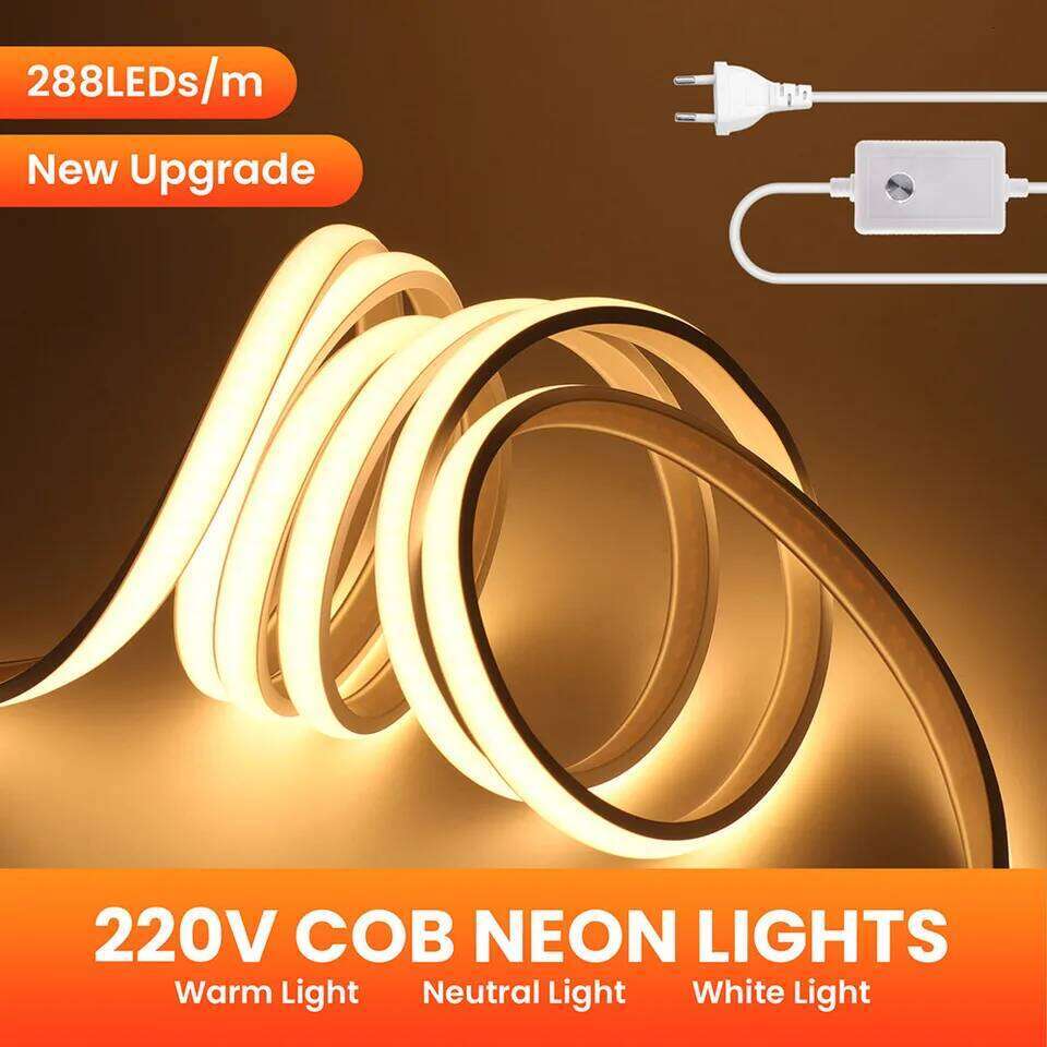 Dimmable COB LED Neon Strip Light 220V Dimmer Switch Power Kit High Density 288 LEDs Linear Lighting IP68 Waterproof Flex Ribbon Z260226