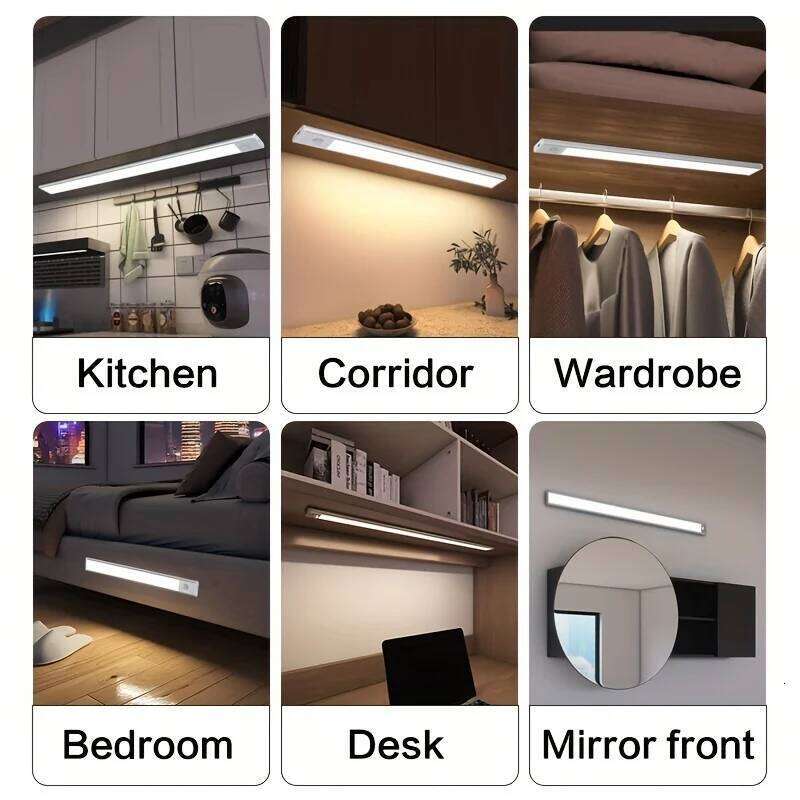 10-50cm LED Motion Sensor Light Night Wireless Lamp USB Battery Rechargeable Wall Under Cabinet For Bedroom Kitchen Lighting Z260227