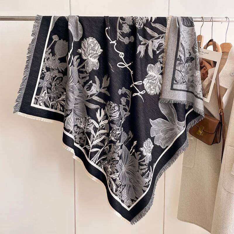 New Fashion Cashmere Women Two-sided Large Square Scarf Winter Warm Shawl and Wrap Bandana Pashmina Female Foulard Thick Blanket Z260226