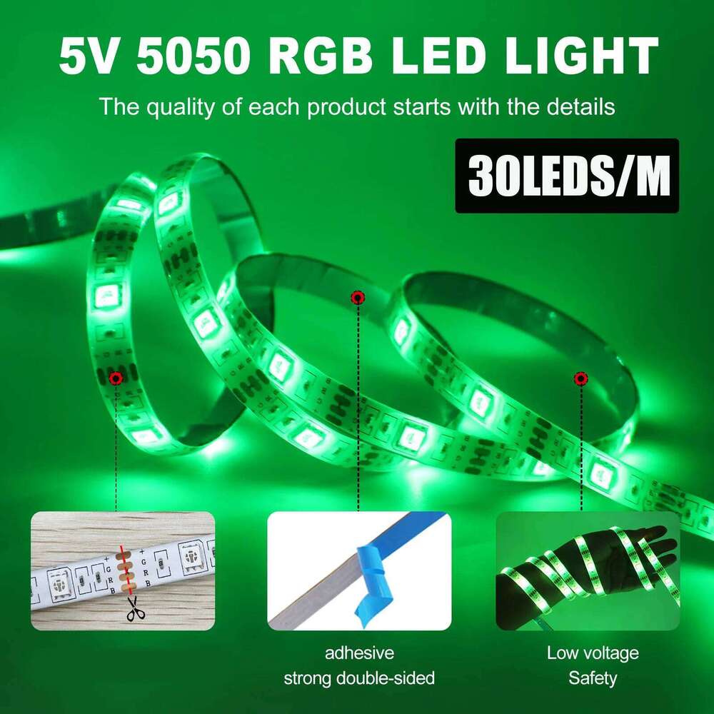 5V RGB Strip Kit USB Powered Music Sync Bluetooth/3Key/44Key Control Dimmerable Flexible Indoor TV BackLighting LED Lights Z260226