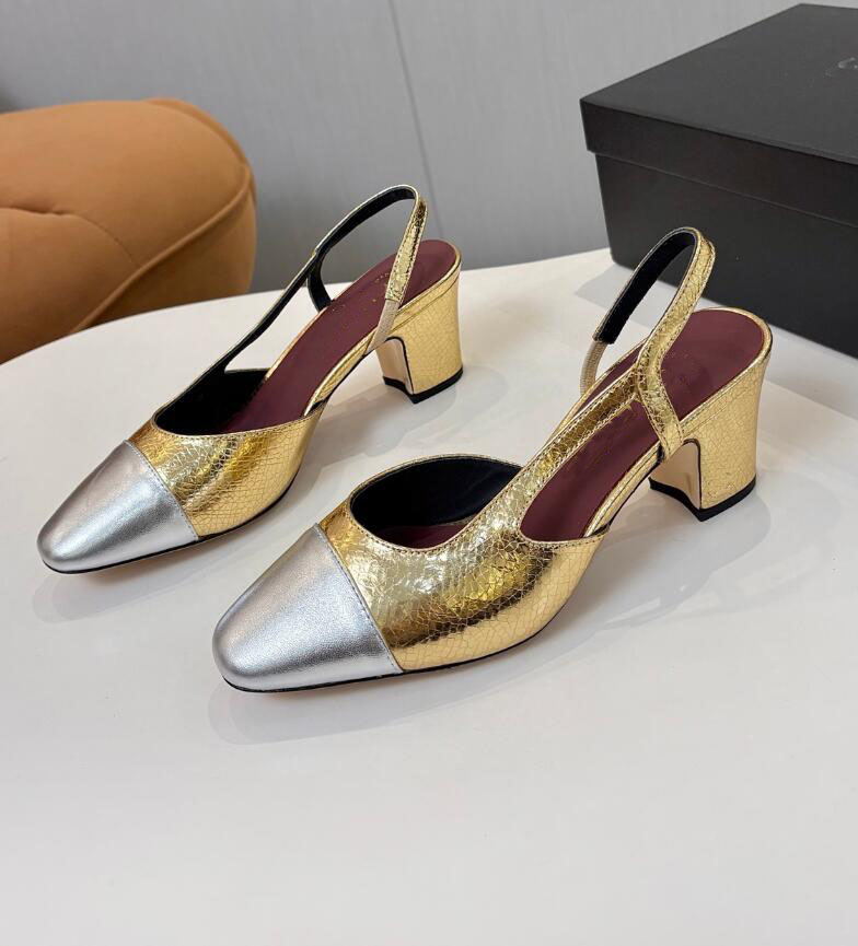 Designer two tone leather /sole paired with cowhide Sandals for Women - Chunky High Heel Slingbacks, Dress Shoes for Party Wedding, Stylish Pumps and Slides