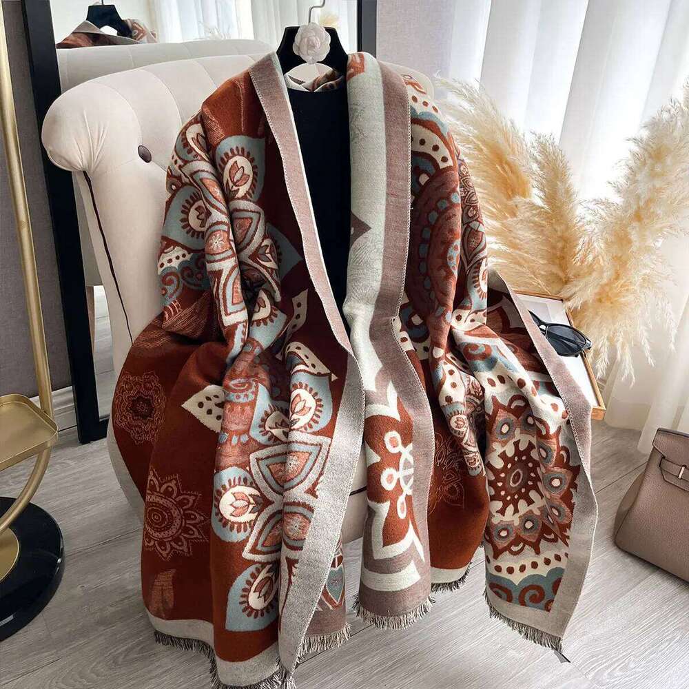 New Women Double Sided Paisley PrintImitation Cashmere Soft Warm Pashmina Shawl Autumn Winter Coldproof Windproof Blanket Scarf Z260226