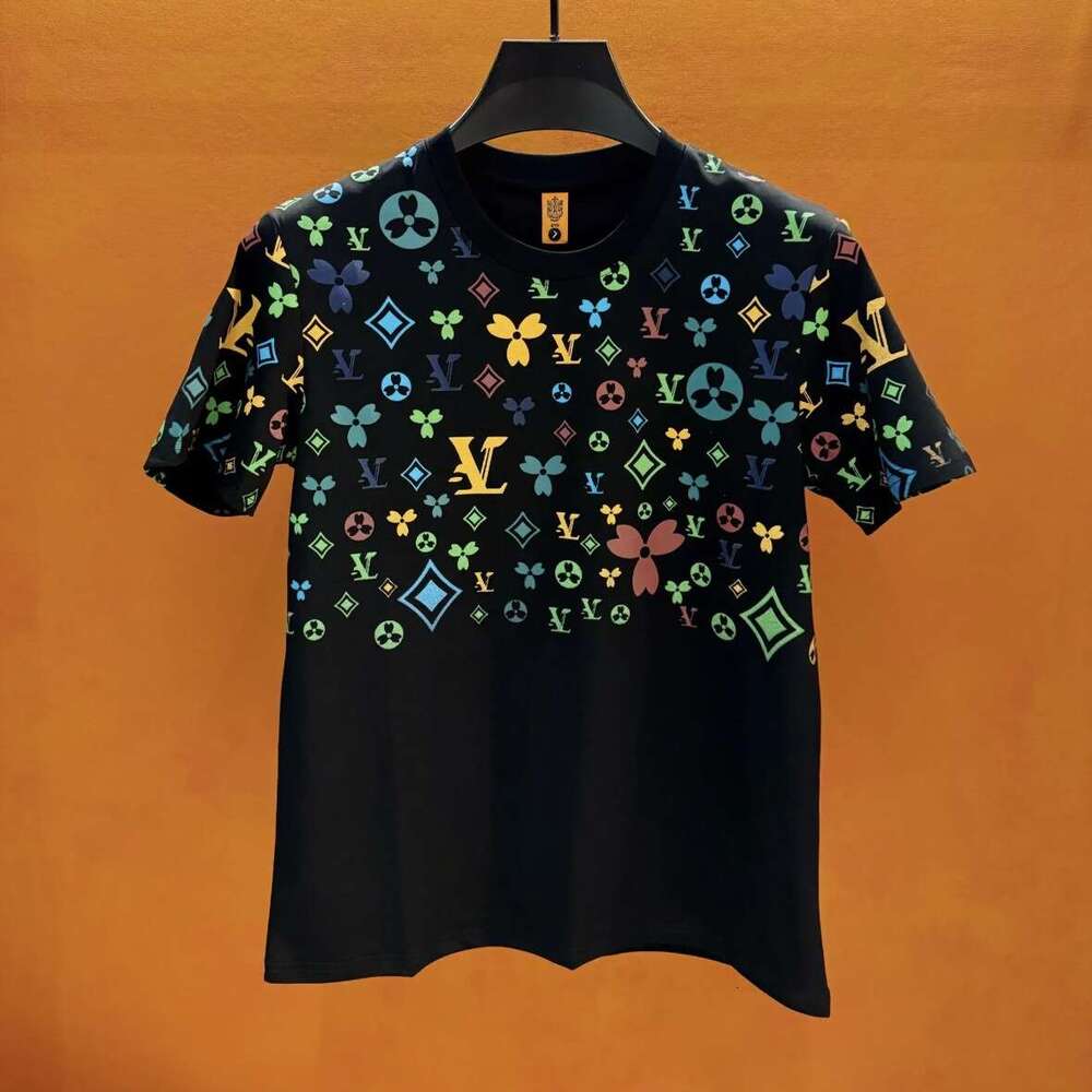 New Trendy Light Luxury Spring Summer Fashion Versatile Colorful Couple Men's Cool Round Neck Short Sleeve