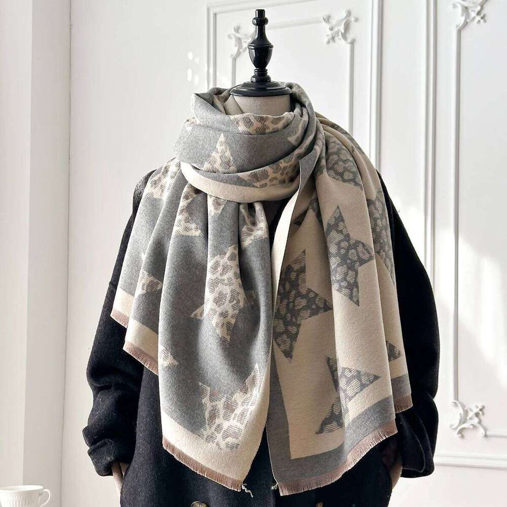 New Luxury Autumn and Winter Cashmere Star Print Scarf Women Warm Pashmina Poncho Scarves Fashion Shawl Thick Foulard Bufanda Z260226