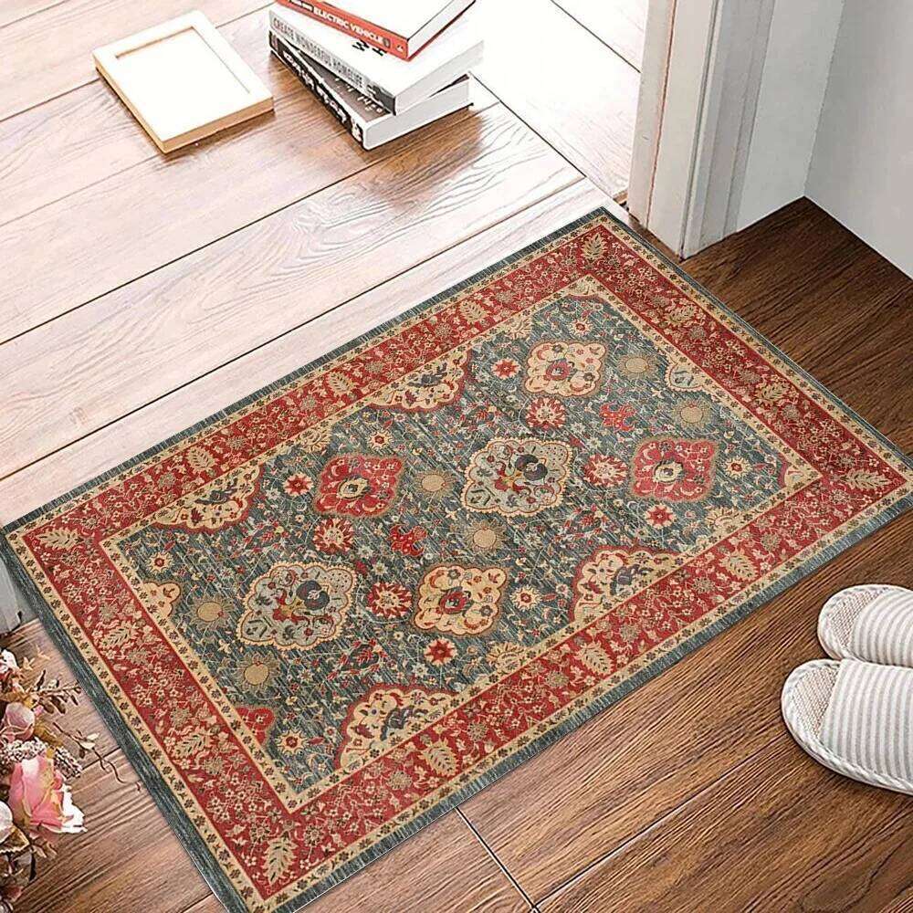 VIKAMA Flannel Carpet BOHO Persian Vintage Entry Door Mat Entryway Small Rug Non-slip Washable Dirty Resistant Home Decor H260226