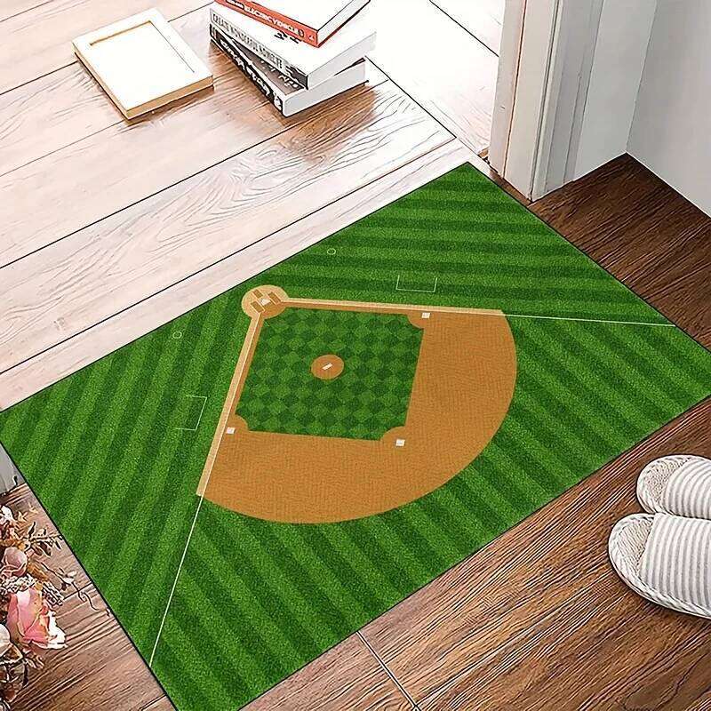 Modern Baseball Field Pattern Area Rug Comfortable Green Carpet Living Kitchen Bedroom Laundry Home Decor and Room H260226