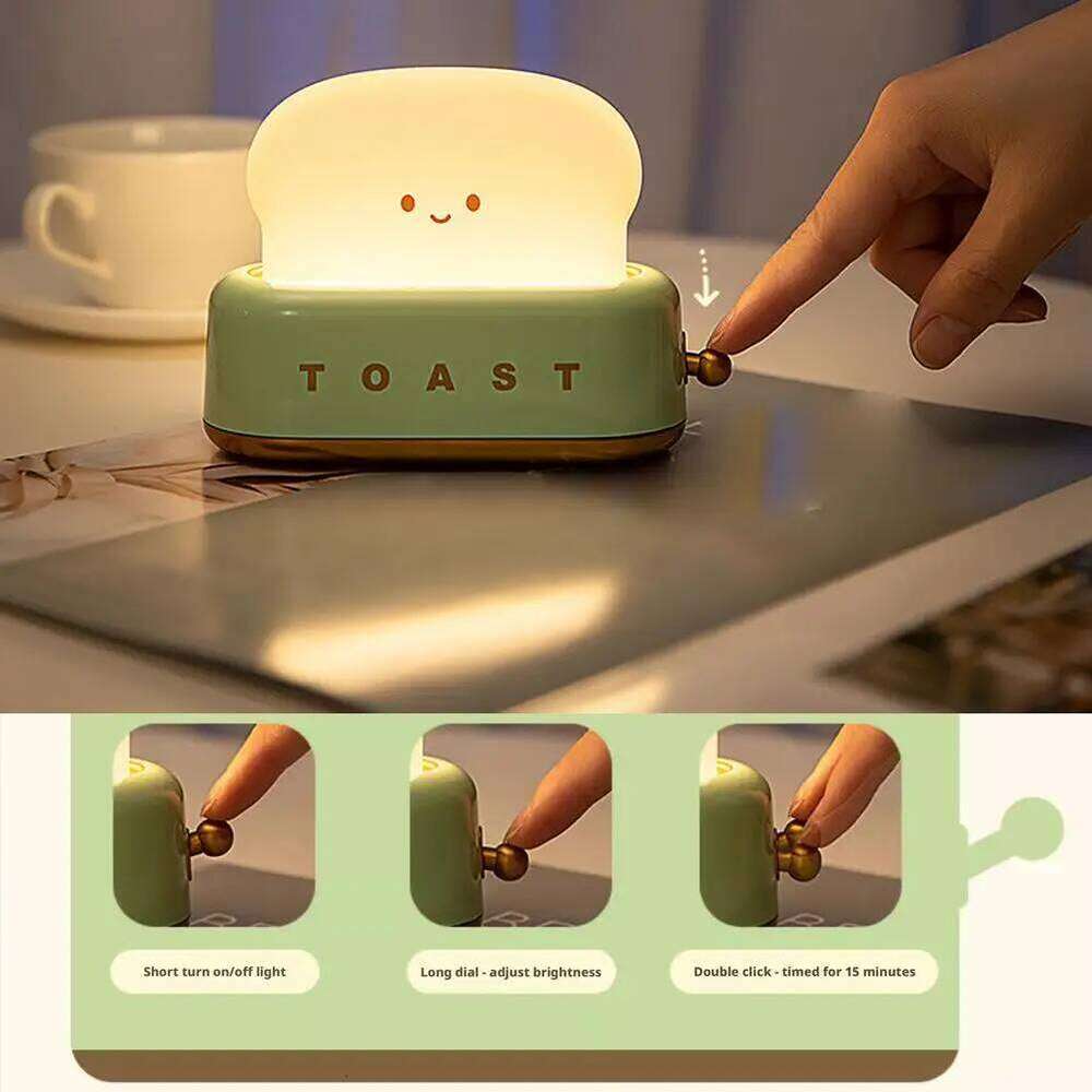 Creative Bread Toast Table Light Toaster Nightlight For Birthday Gift USB Rechargeable Led Lamp Decor Holiday Baby Bedroom Z260227