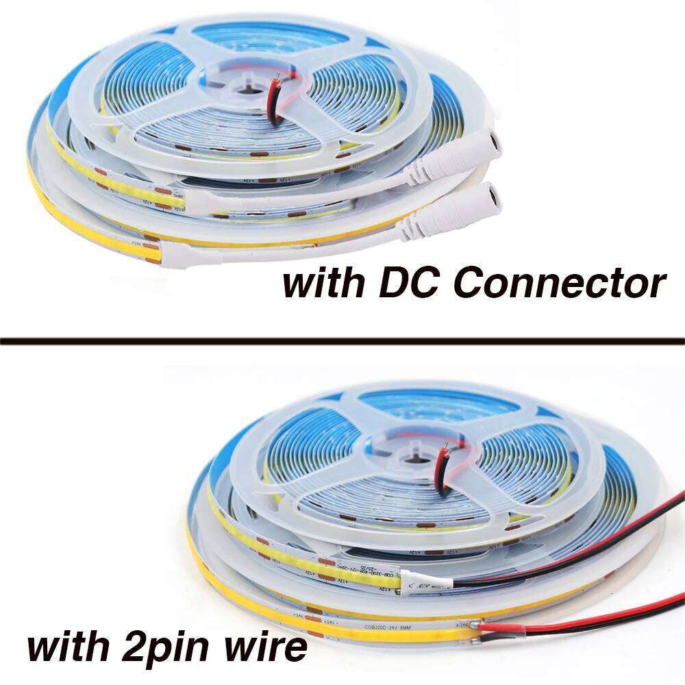 5M 10M/Roll COB Strip DC 12V 24V 320Leds/M 4000K 6000K Warm Natrual White High Density Flexible Ribbon Rope FOB LED Light Z260226