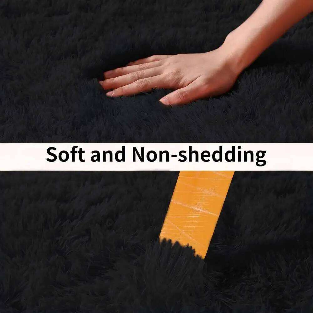 VIKAMA Small Black Area Rug - Soft Plush Children's Bedroom Bedside Rug, Indoor Entrance Welcome Mat, Home Decoration Accessory H260227 - view 5