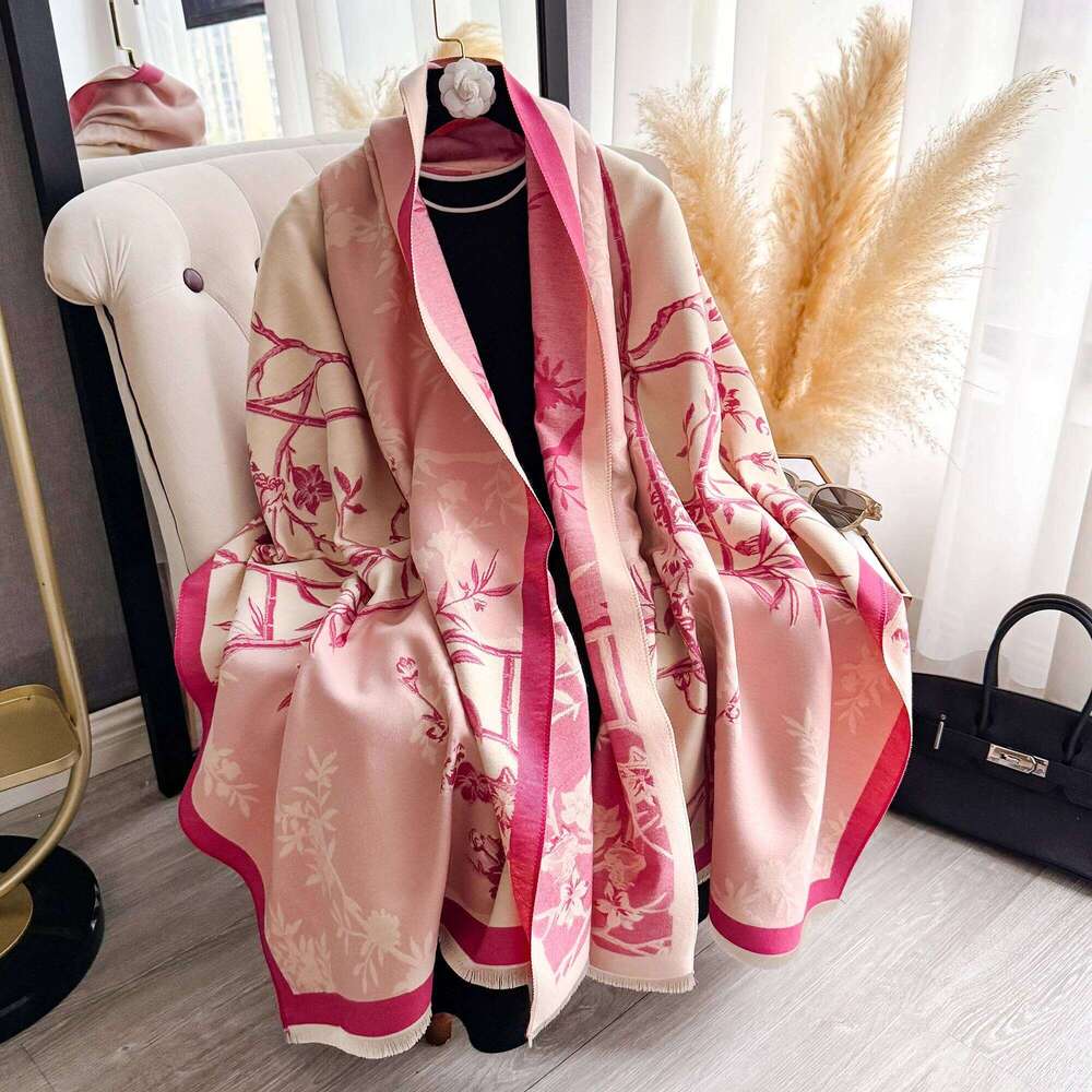 Autumn Winter Faux Cashmere Scarf for Women - Warm Neck-Care Shawl Wrap, New Jacquard Design, Convertible to Blanket Z260226