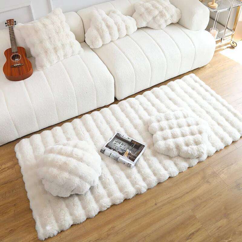 1Pc Bubble Plush Carpet For Home Decor Imitation Rabbit Hair Balcony Cushion Kids Living Room Faux Fur Rug Girl Bedroom Foot Mat H260226