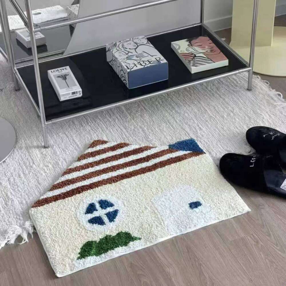Cartoon House Plush Rugs for Bedroom Irregular Tufted Carpet Household Washroom Floor Mat Korean Style Soft Sketch Area Rug H260226