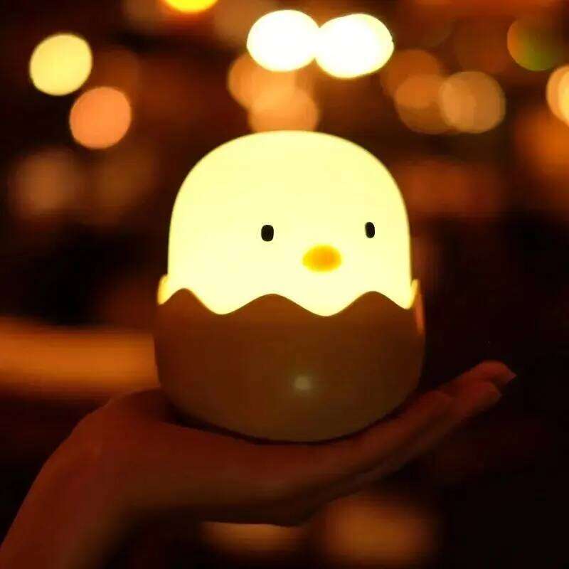 Cute LED Creative Silicone Eggshell Chicken Night Bedroom Accompanying Sleeping Light, Desktop Decorative Ornaments Lamp Z260227
