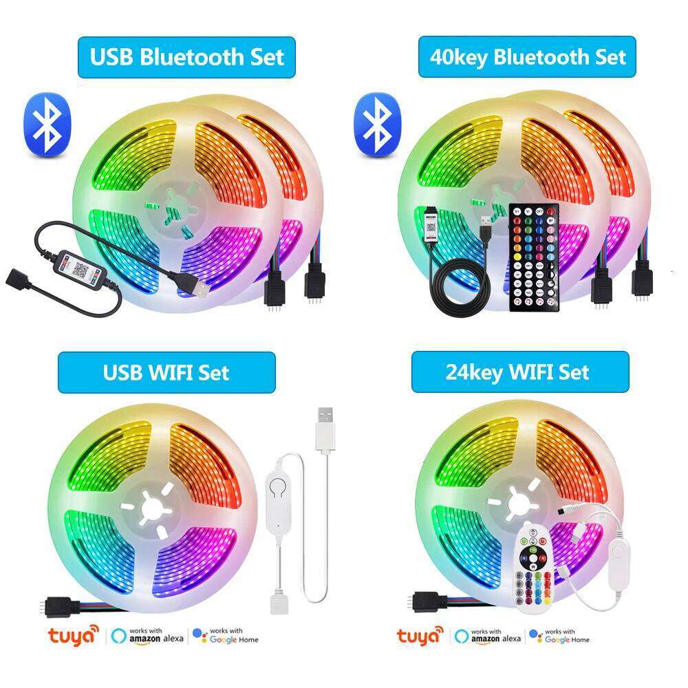 Tuya Wifi RGB LED Strip USB 5V Bluetooth APP Remote Control Flexible Ribbon Tape 180Leds/m TV Backlight for Bedroom Decoration Z260226