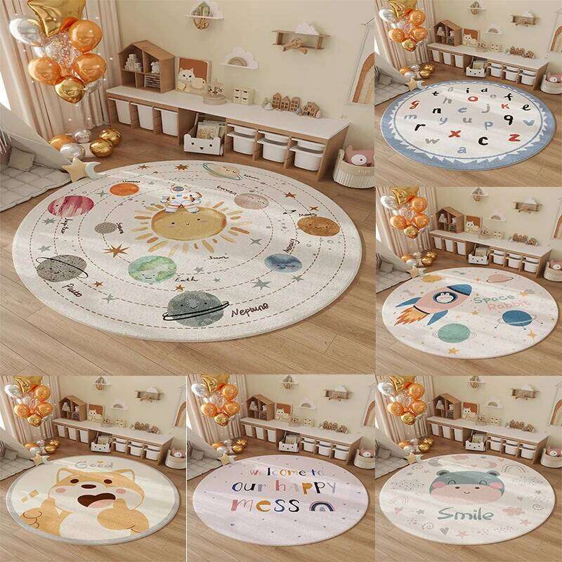 Space Planet Rocket Cartoon Anime Pattern Printed Carpet, Kids' Play Study Floor Mat, Living Room Decorative Mat H260227
