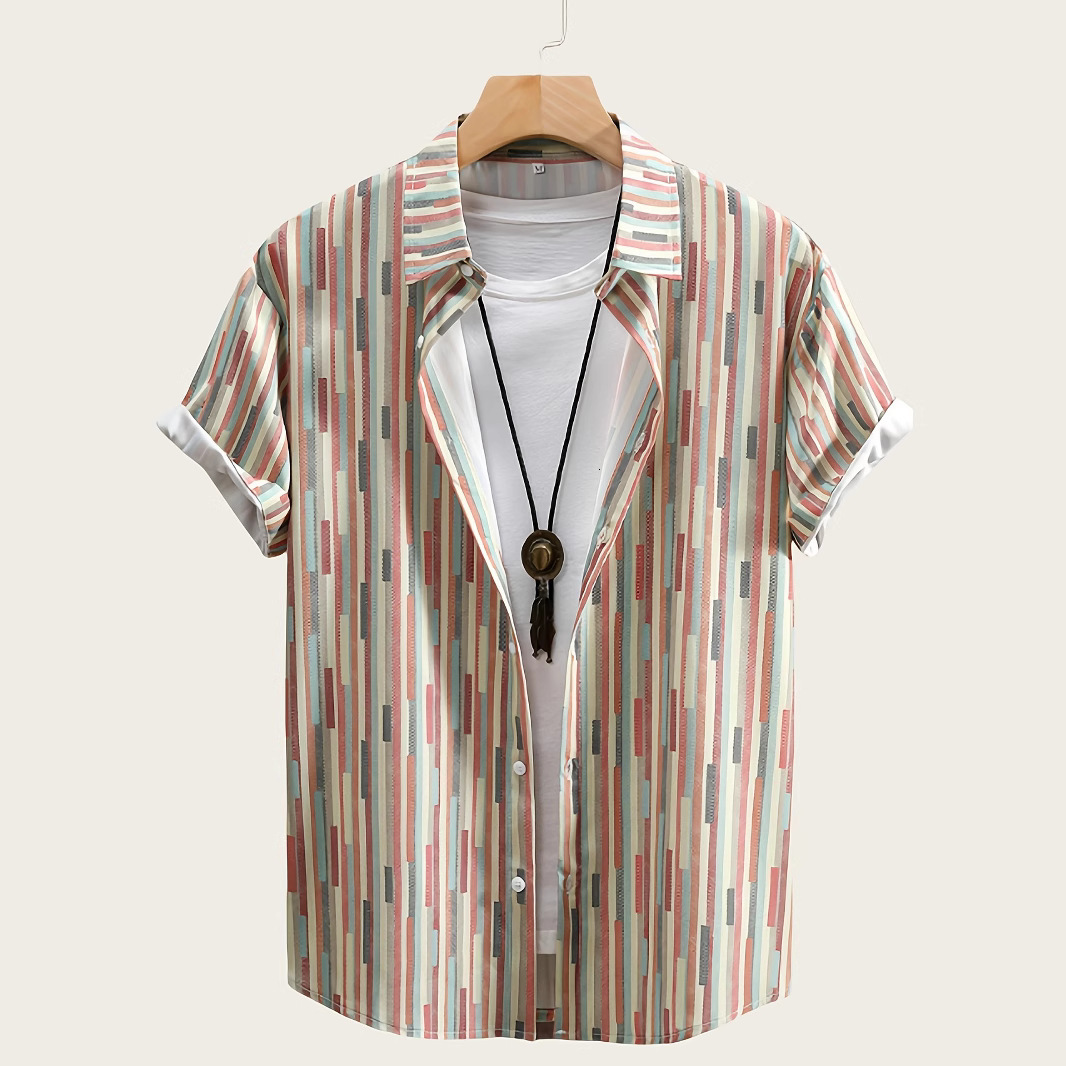 Luxury Brand Designer Clothes New Men's Simple Short-Sleeve Shirt, Summer Casual Top, Trendy Loose Fit