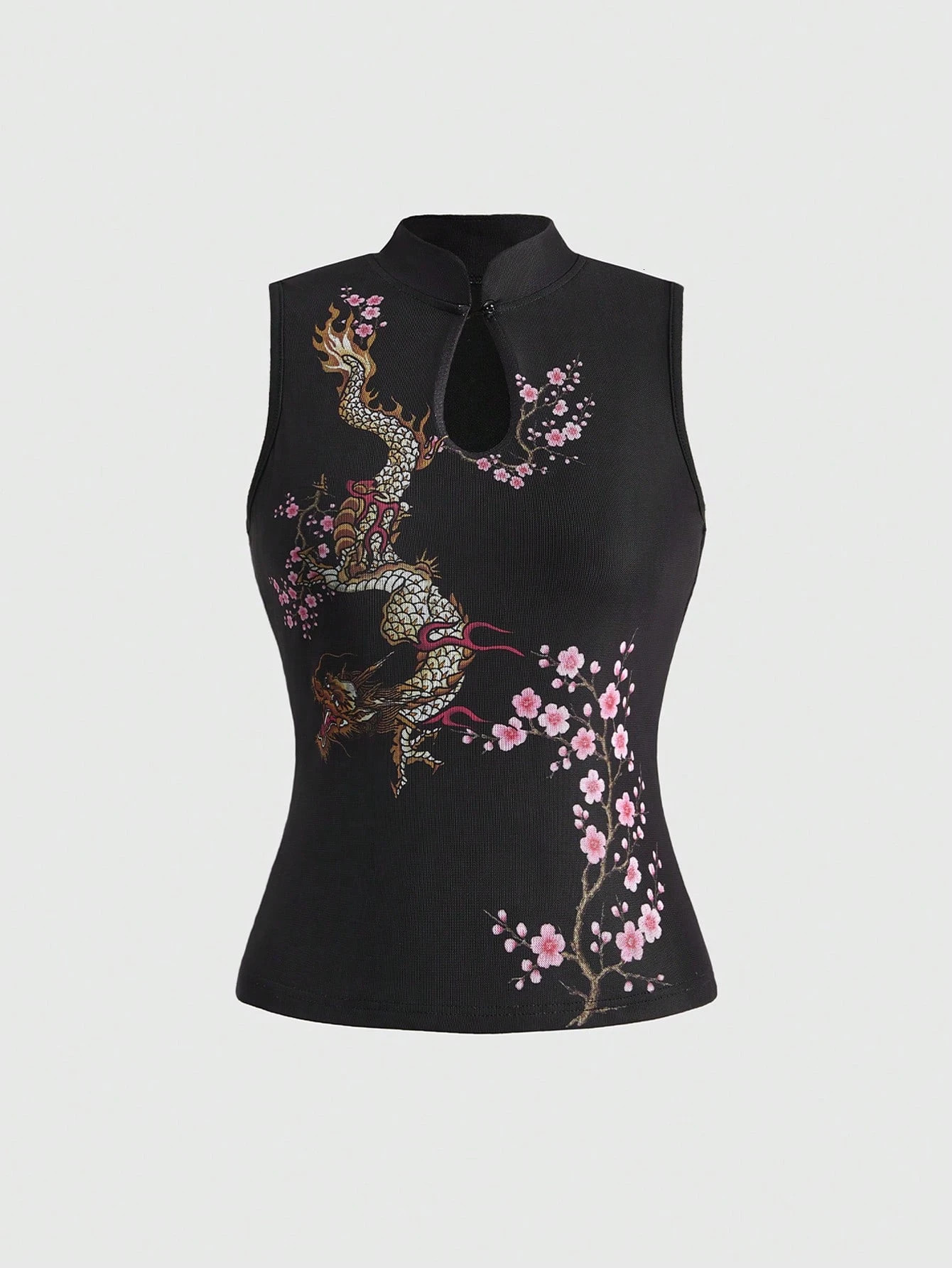 Chinese Style Dragon Print Tank Women Mandarin Collar Sleeveless Slim Camisole Vintage Plum Flower Graphic Streetwear Party Tops 260227 - view 3