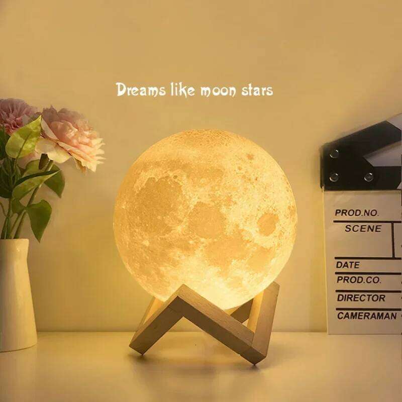 3D Printed Lamp LED 16 Colors Rechargeable Touch The Moon Children's Night Light Home Decor Birthday Gifts Z260227