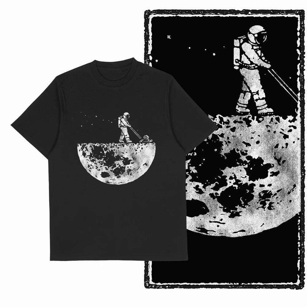Coolmind SA 100% Cotton Spaceman astronaut Graphic T fo men Cool Moon print Big Size vintage BLACK men's novelty tee shirt C260228 - view 3