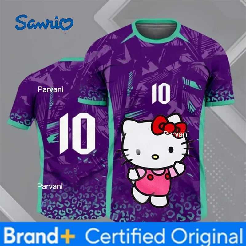 Sanrio Special Edition Hello KItty No10 Football Jersey 3D O-neck Breathable Sport Tee Men Women Training TShirt Streetwear Top H260228