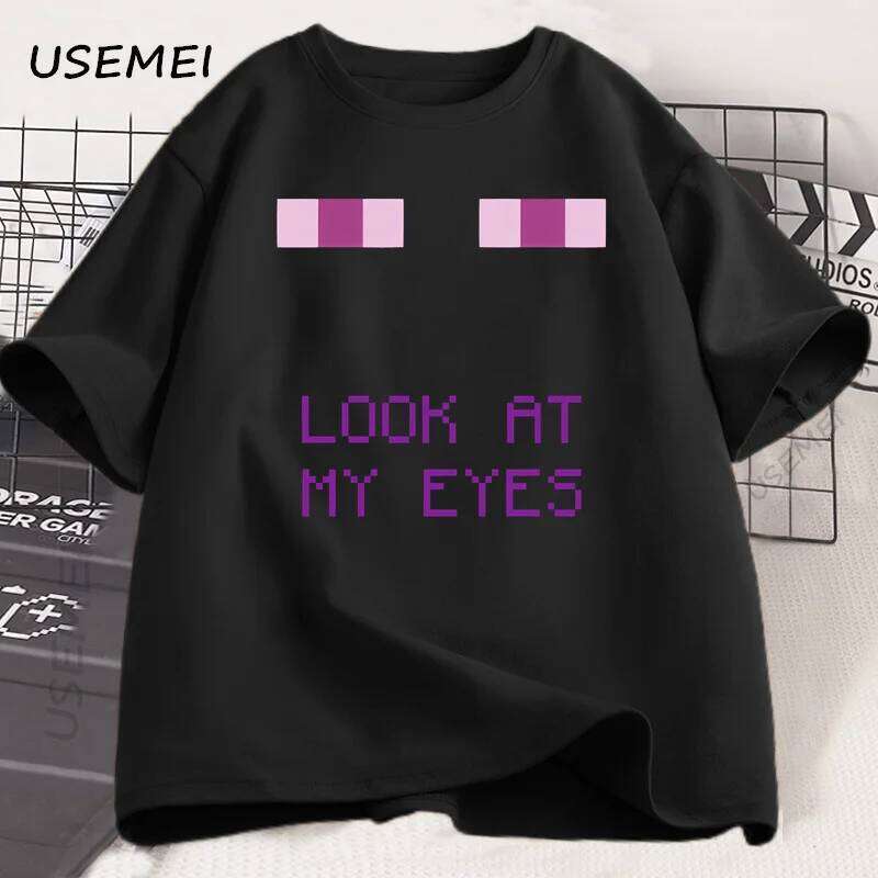 Enderman Eyes Game T-shirts Funny Design Cotton Short Sleeve T Shirt Casual Round Neck Loose Graphic Tees Harajuku Clothes C260228 - view 4