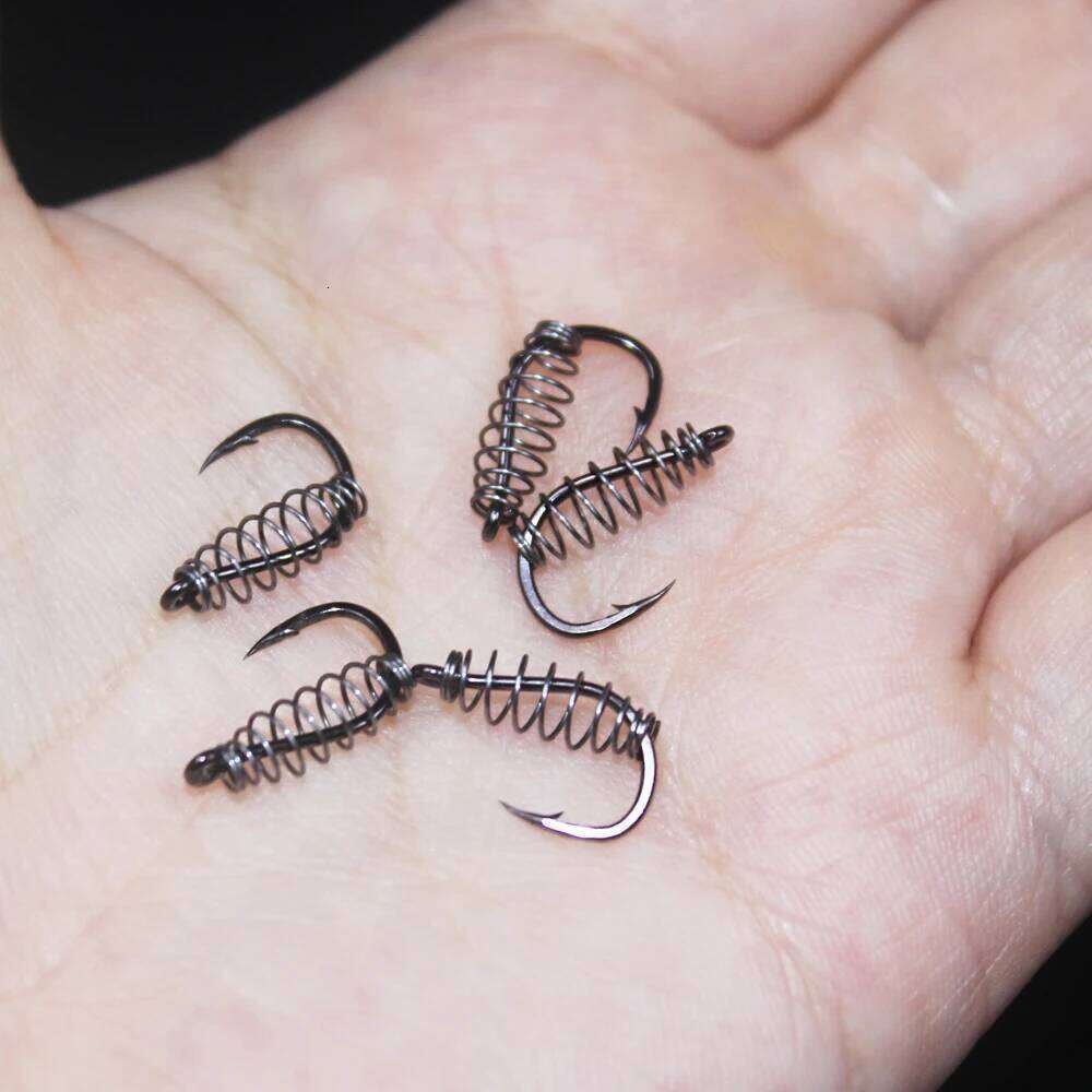 10pcs/lot iseama 1#-10# spring fishing hooks Stainless Steel Barbed Swivel Explosion Hooks for Carp Fly Fishing Pesca Z260228