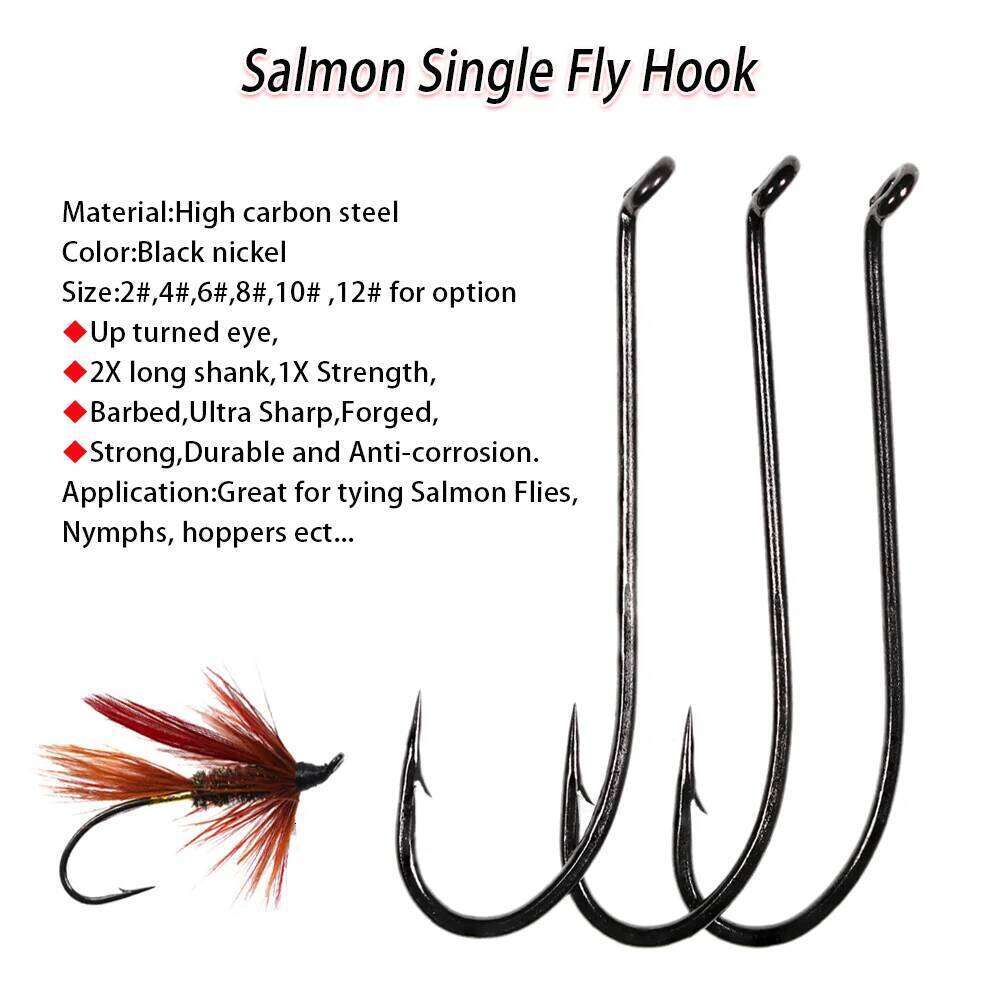 Vampfly High Carbon Steel 2X Long Shank Nymph Streamer Dry Wet Trout Bass Salmon Lure Fly Tying Classic Fishing Hook Z260228