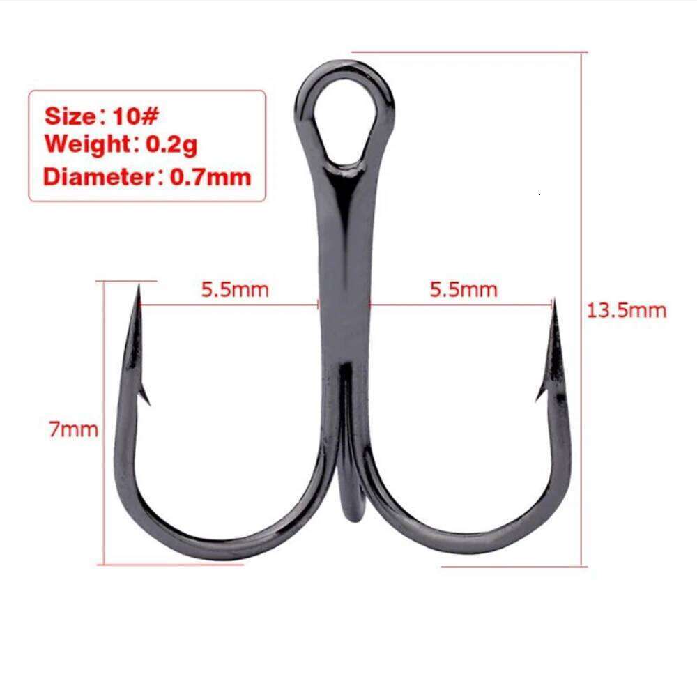 10Pcs/Lot 2# 4# 6# 8# 10# Black Hook High Carbon Steel Overturned Hooks Fishing Tackle Round Bend Treble For Bass Z260228
