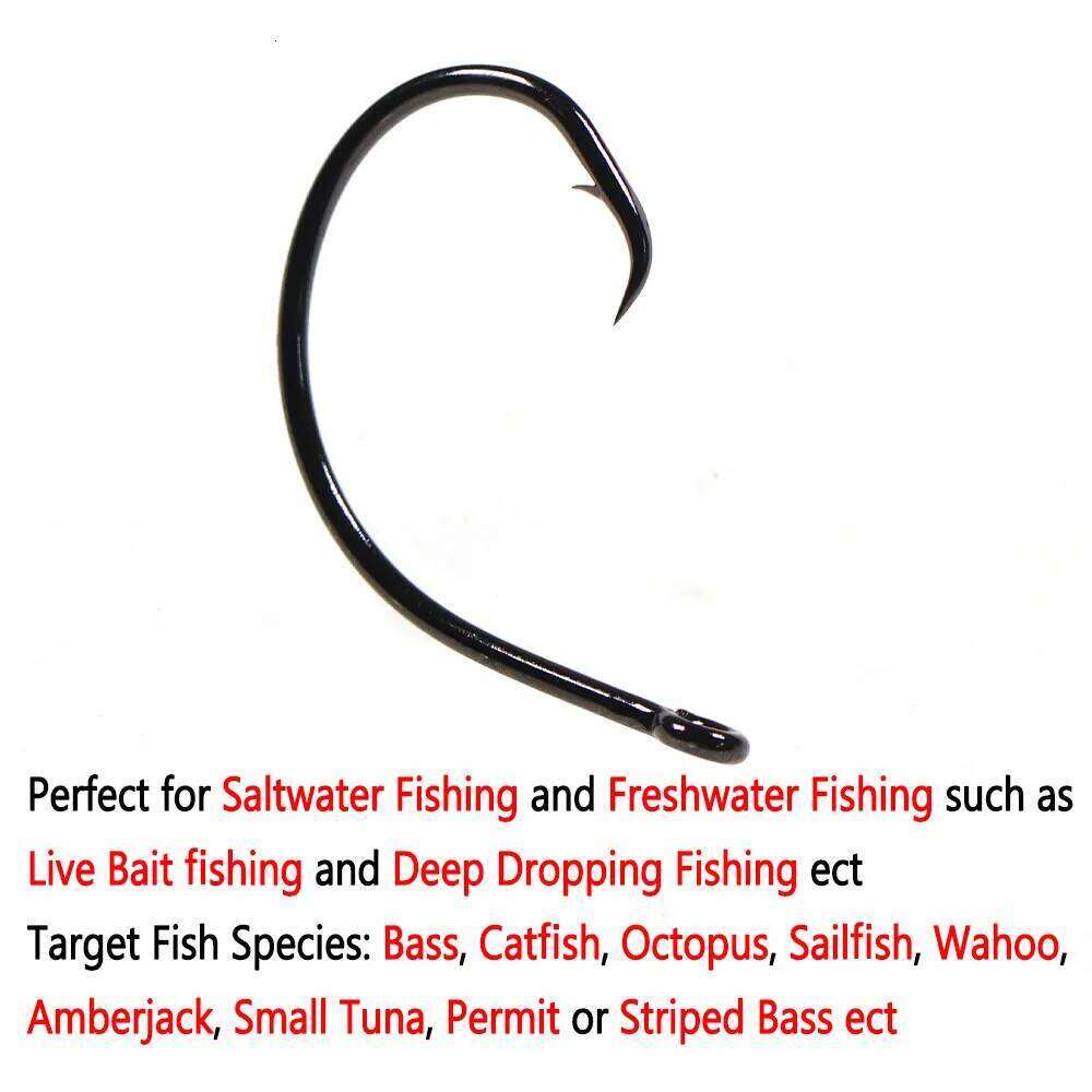 Bimoo 40pcs High Carbon Steel Light Inline Circle Hook For Saltwater Bass Catfish Octopus Wahoo Pike Tuna Fishing Tackle Z260228