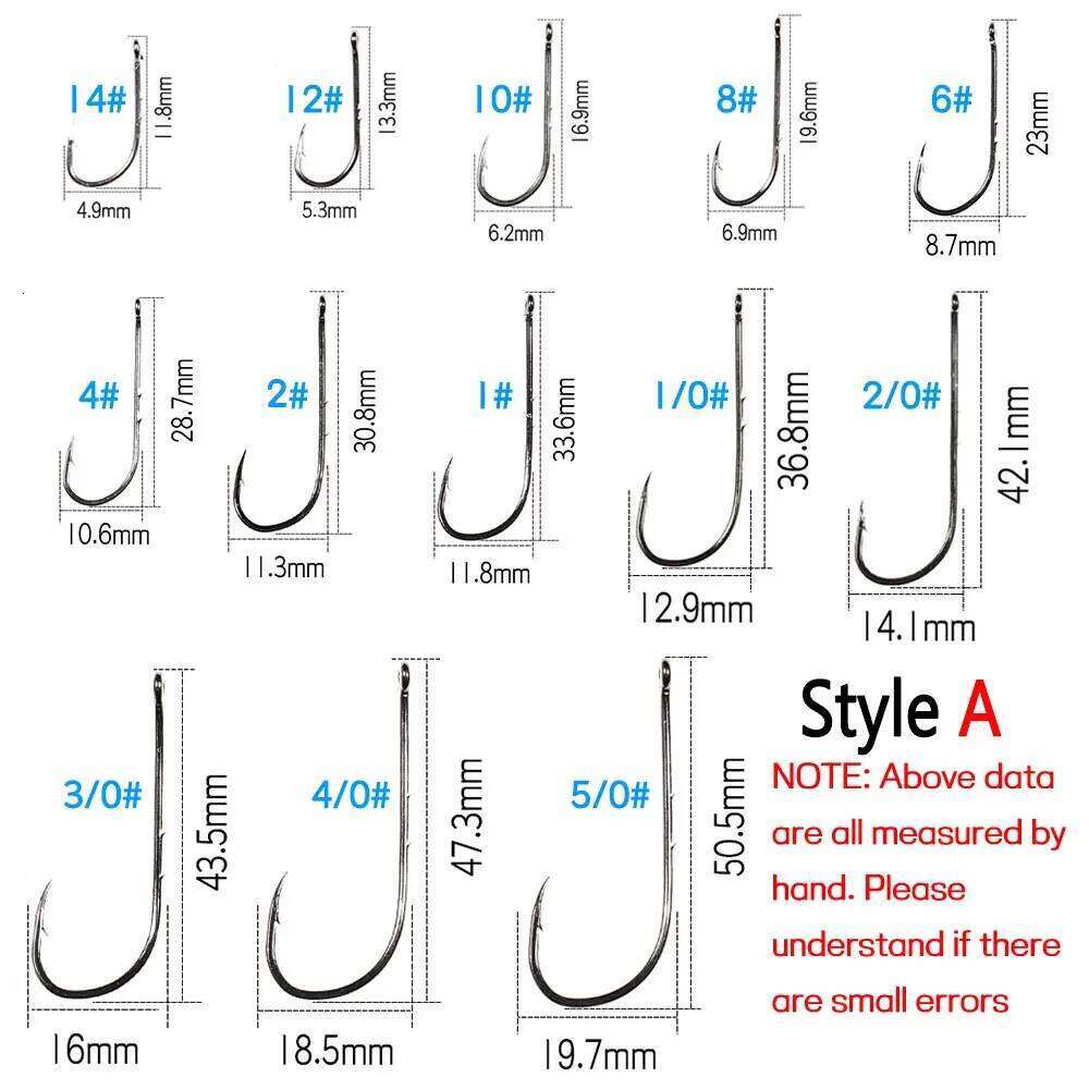 50PCS High Carbon Steel Barbed Hook Baitholder Fishing Hooks Worm Pond Fish Bait Holder Size 10 12 14 1/0 2/0 3/0 4/0 5/0 Z260228