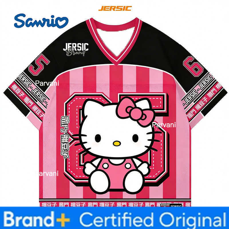 Sanrio 2026 Hello Kitty Special Edition Football Jersey Casual Sport Short Sleeve Harajuku Loose Tshirt Streetwear Kids/Adults Tops H2602281
