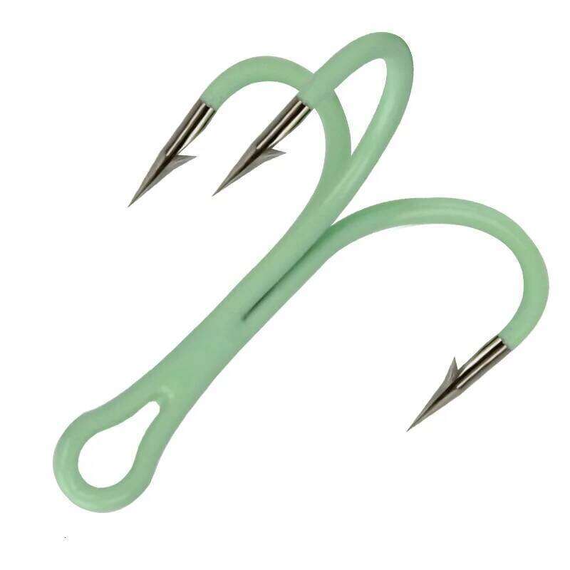 Fishing Glow Treble Hook 2# 4# 6# 8# 10# High Carbon Steel Luminous Barbed Hooks Lot 10 Pieces SALE Z260228